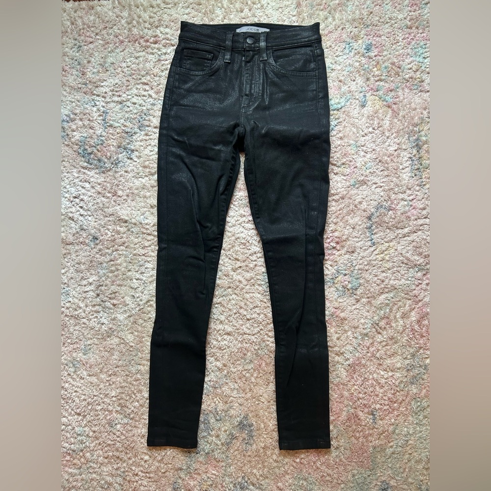 Joe’s High-Rise Coated Black Skinny Jeans